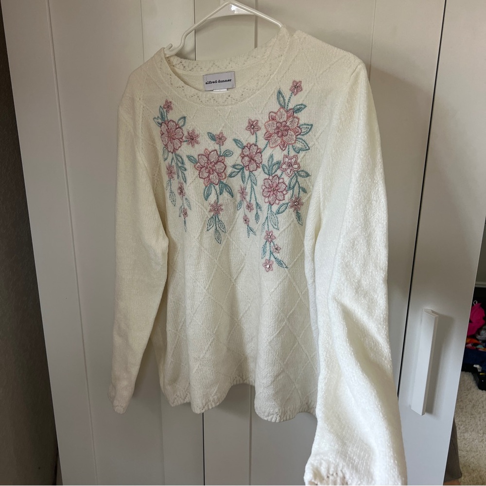 Alfred Dunner Floral Embroidered Sweater, Sz XL